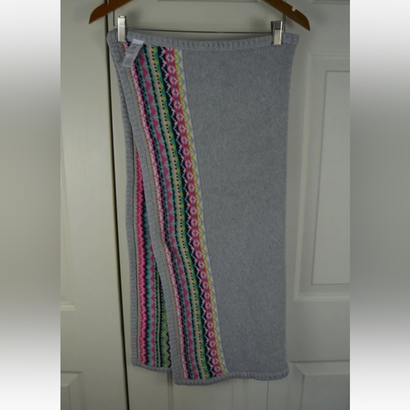 Carter's Sweater Knit Fair Isle Baby Girl Blanket Gray Pink White Teal - Picture 7 of 7
